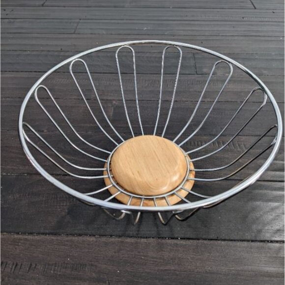 Set of 2 Wire Bowls Kitchen Decor Fruit Metal Countertop Basket Flower Shape - Picture 4 of 7